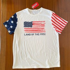 Men Independence Day American Flag Star-Striped Short Sleeves T-shirts, Size XL